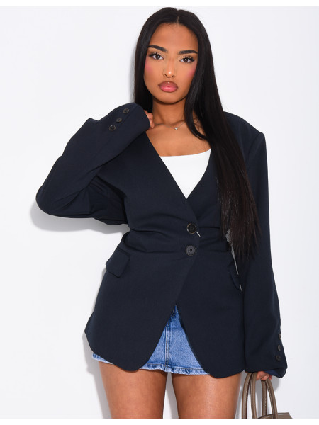 Blazer boutonné à nouer à la taille