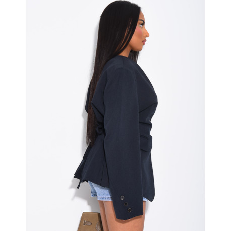 Blazer boutonné à nouer à la taille