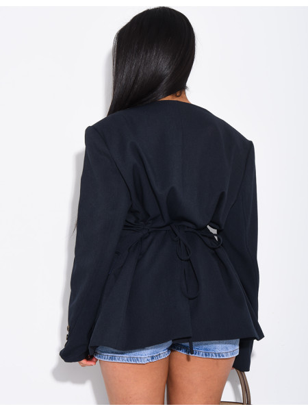 Blazer boutonné à nouer à la taille