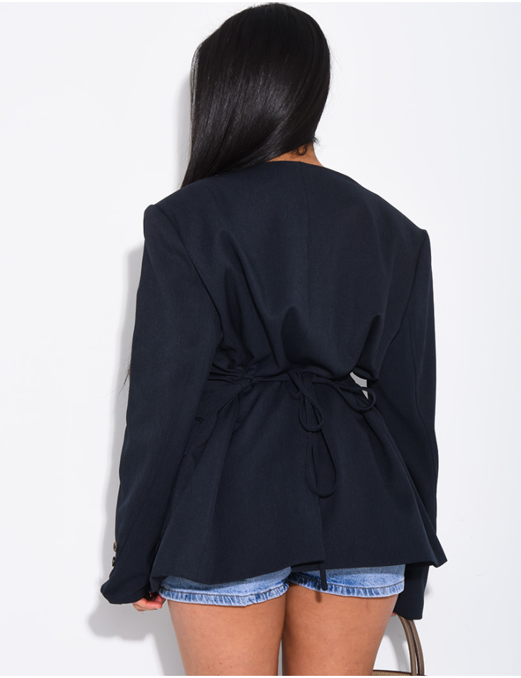 Blazer boutonné à nouer à la taille
