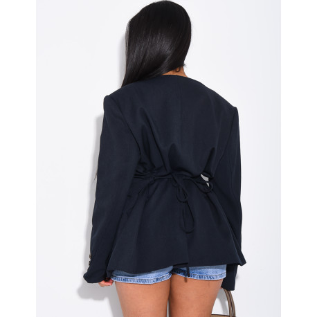 Blazer boutonné à nouer à la taille