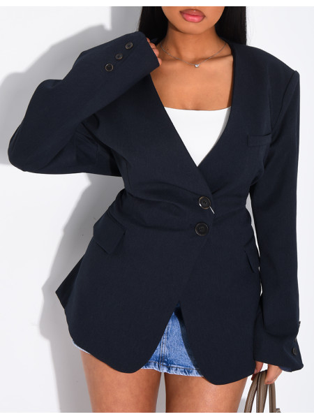 Blazer boutonné à nouer à la taille