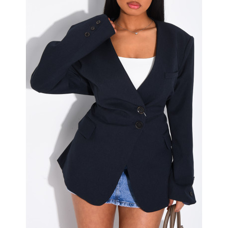 Blazer boutonné à nouer à la taille
