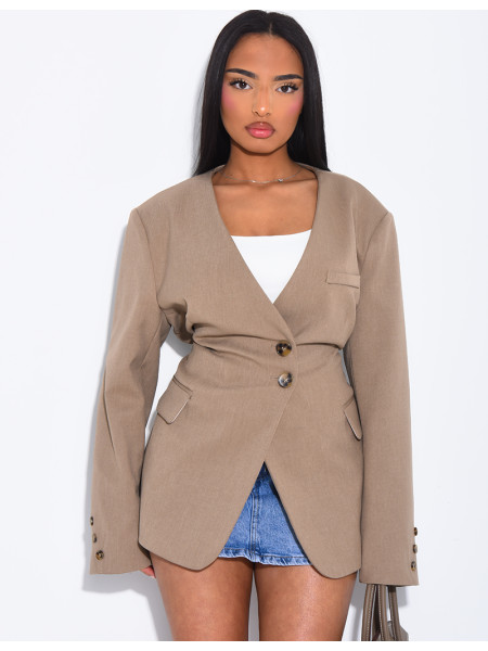 Blazer boutonné à nouer à la taille