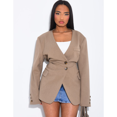Blazer boutonné à nouer à la taille