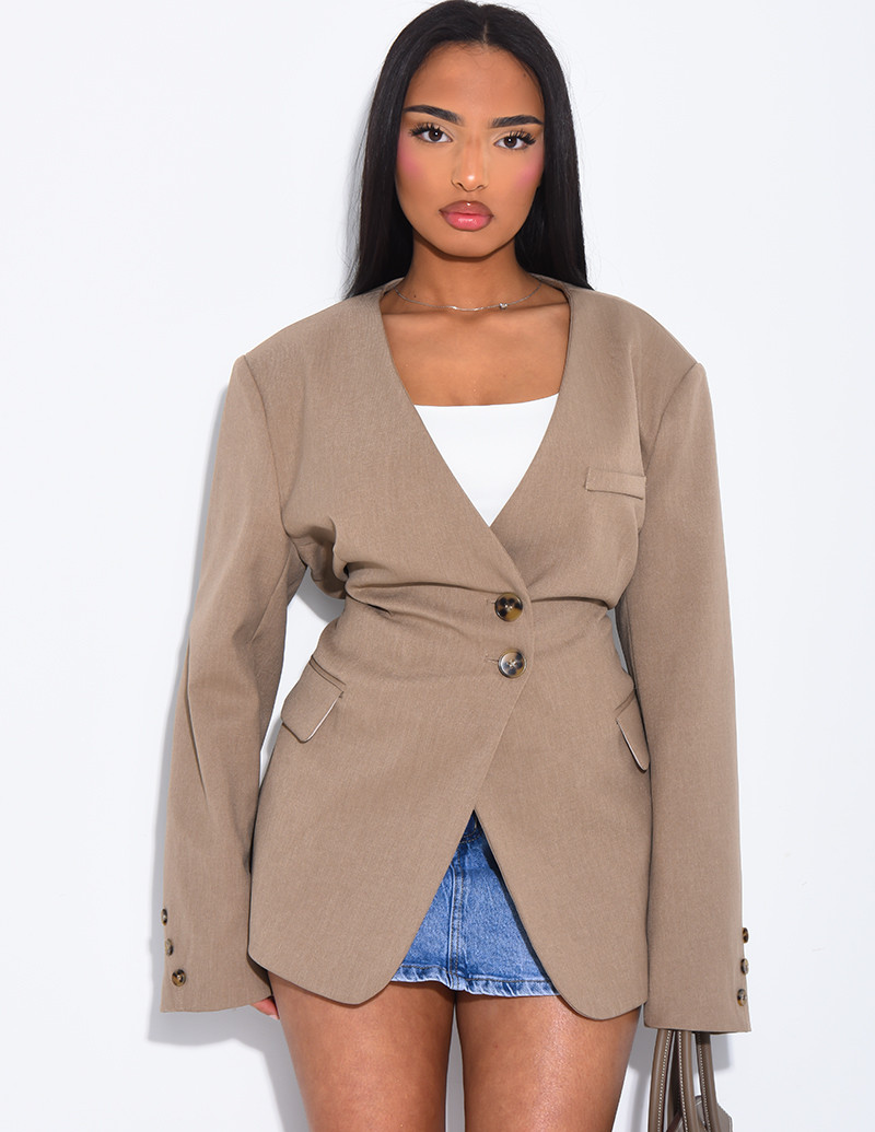 Blazer boutonné à nouer à...