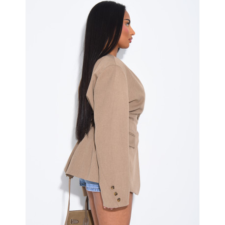 Blazer boutonné à nouer à la taille