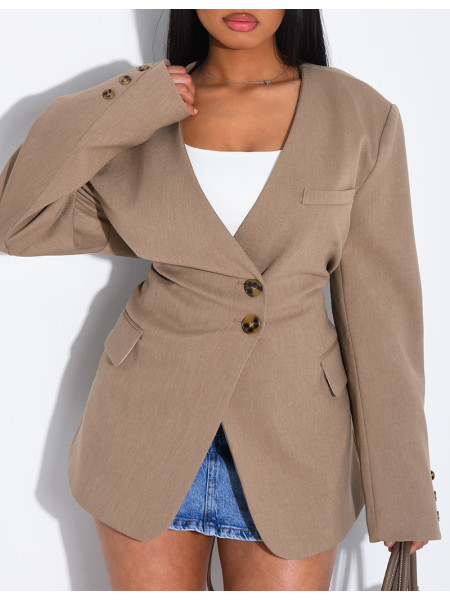 Blazer boutonné à nouer à la taille