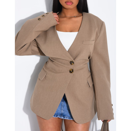 Blazer boutonné à nouer à la taille