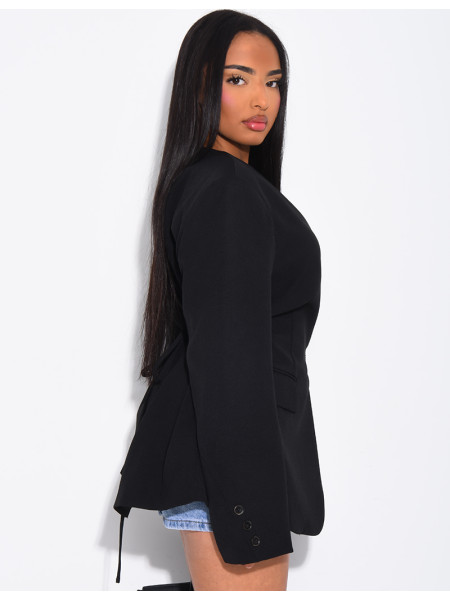 Blazer mit Knöpfen und Bindegürtel