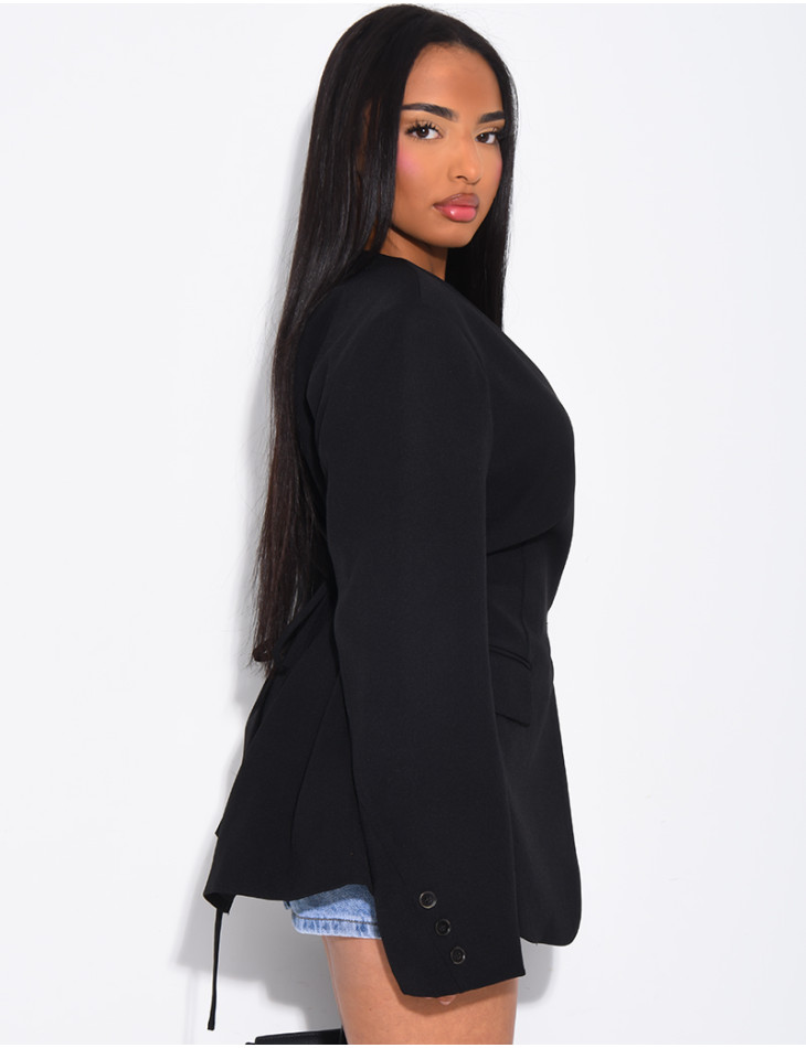 Blazer mit Knöpfen und Bindegürtel