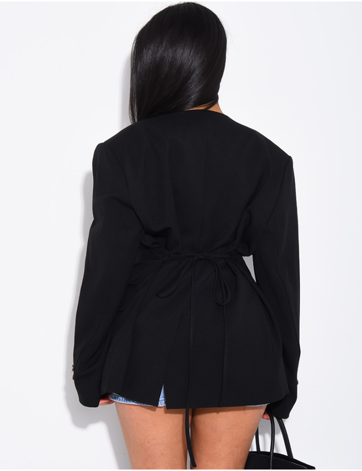 Blazer mit Knöpfen und Bindegürtel