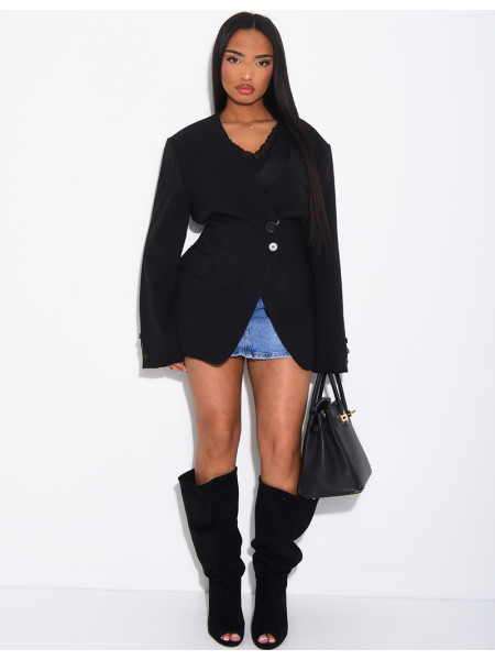 Blazer mit Knöpfen und Bindegürtel