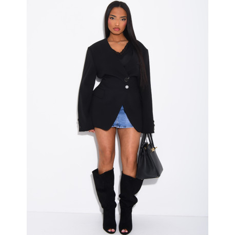 Blazer mit Knöpfen und Bindegürtel