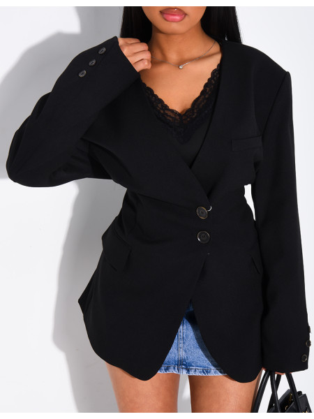 Blazer mit Knöpfen und Bindegürtel