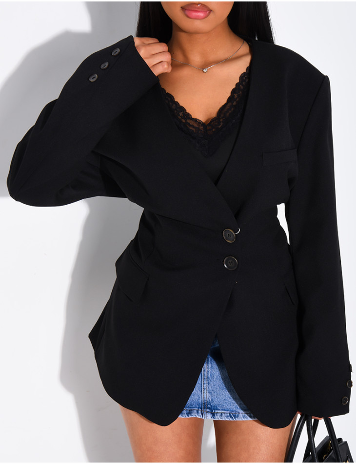 Blazer mit Knöpfen und Bindegürtel