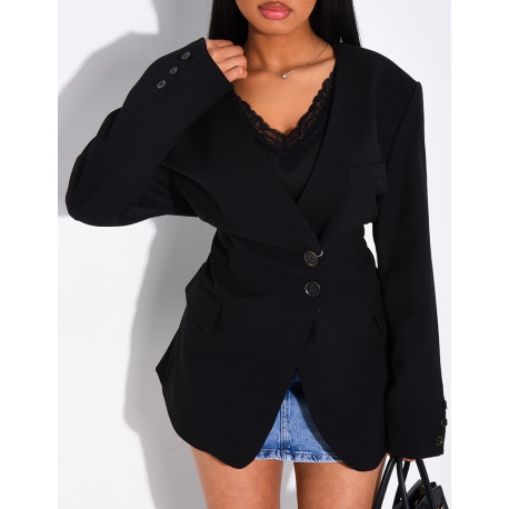 Blazer mit Knöpfen und Bindegürtel