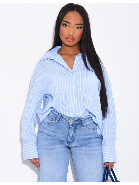 Chemise ample en coton à rayures