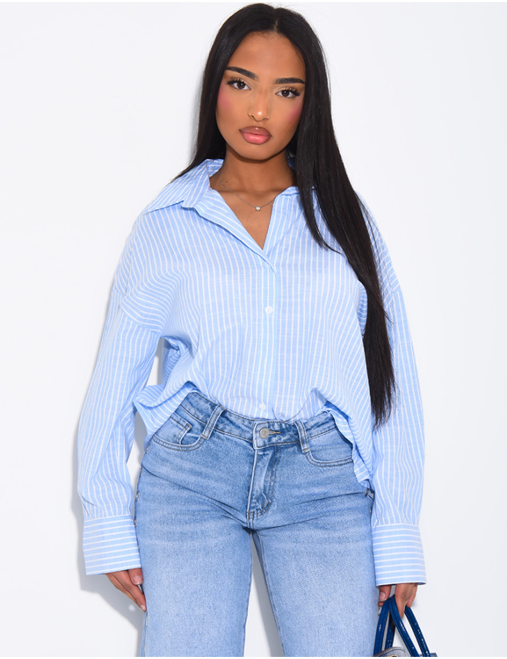 Chemise ample en coton à rayures