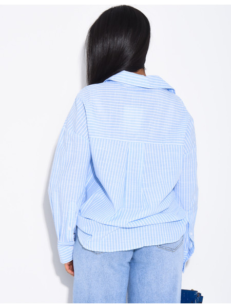 Chemise ample en coton à rayures