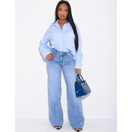 Jeans coupe droite à oeillets