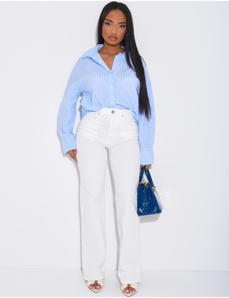 Jeans coupe droite stretch taille haute