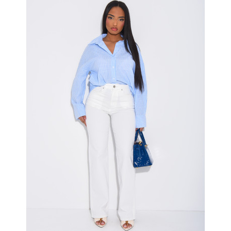 Jeans coupe droite stretch taille haute