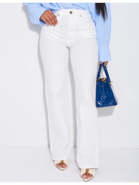 Jeans coupe droite stretch taille haute