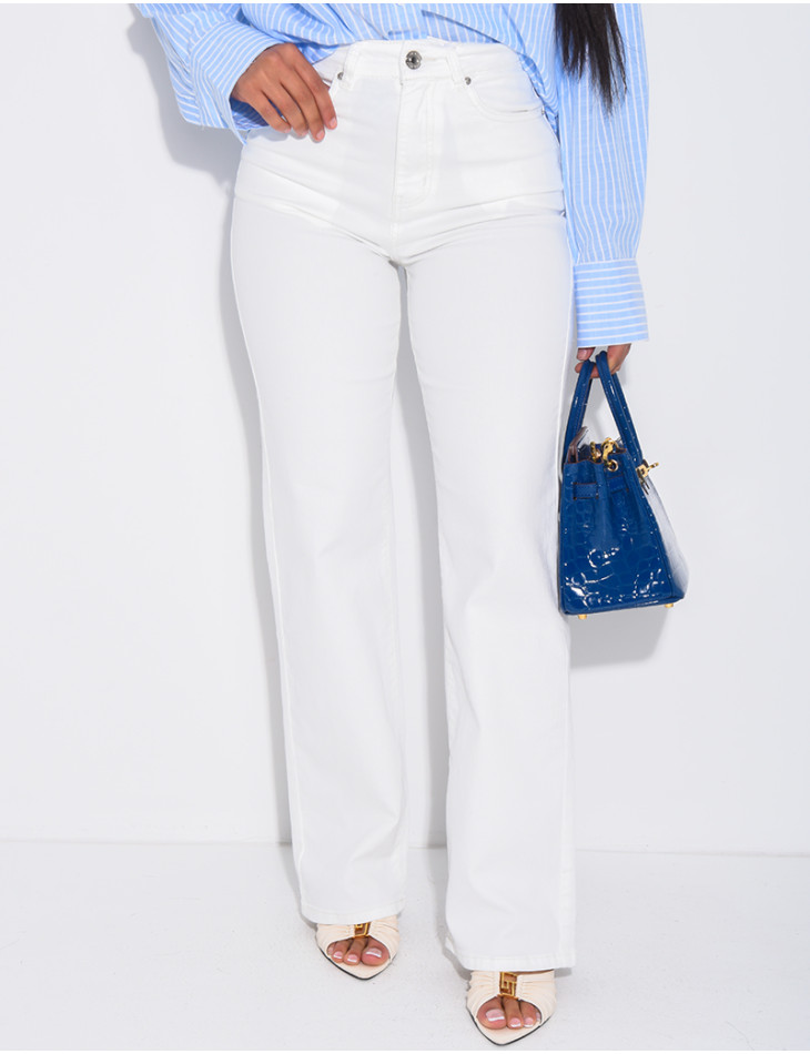 Jeans coupe droite stretch taille haute