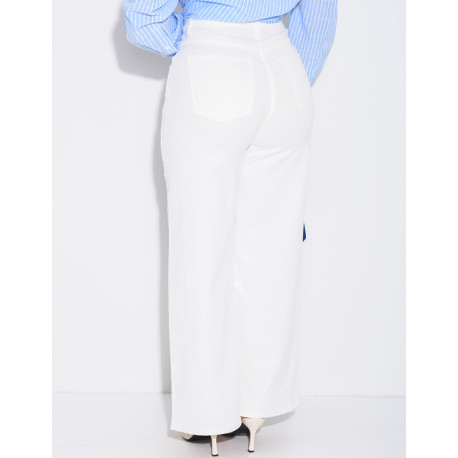 Jeans coupe droite à empiècements en dentelle