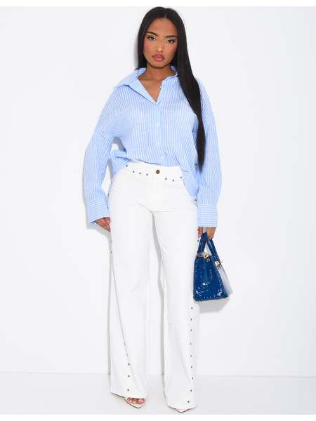 Jeans coupe évasée à clous