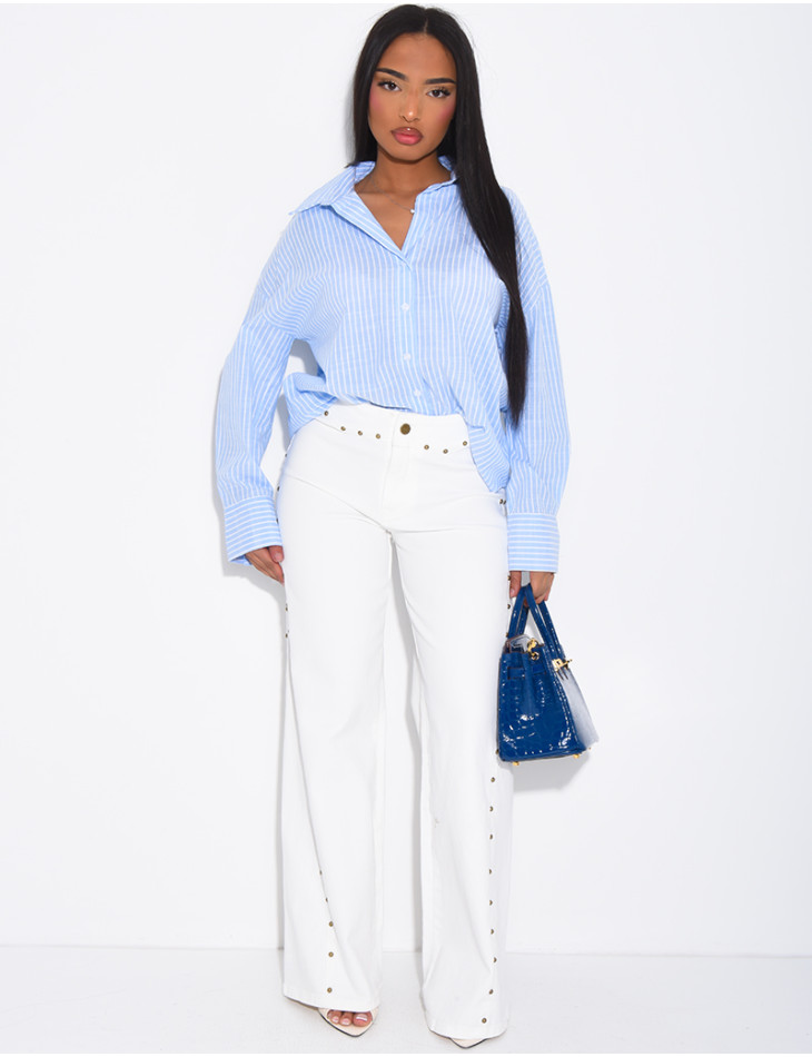 Jeans coupe évasée à clous