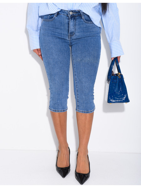 Pantacourt en jeans capri délavé