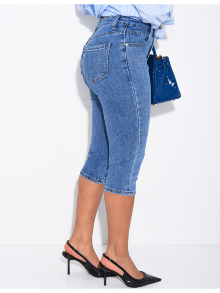 Pantacourt en jeans capri délavé