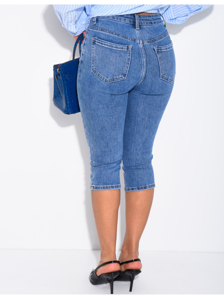 Pantacourt en jeans capri délavé
