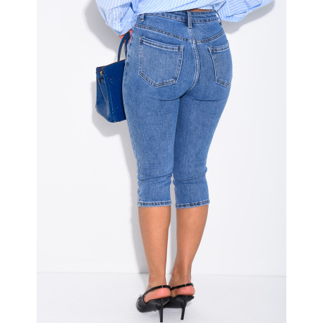 Pantacourt en jeans capri délavé