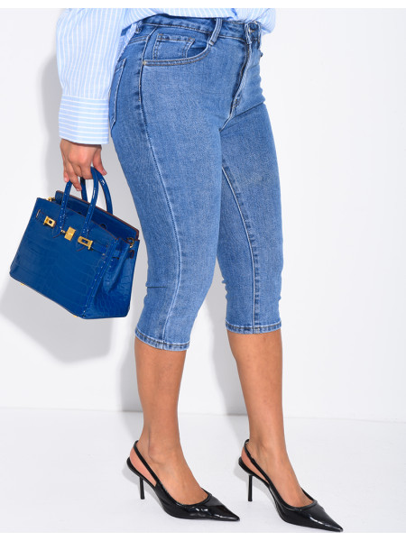 Pantacourt en jeans capri délavé