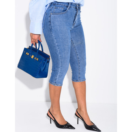 Pantacourt en jeans capri délavé
