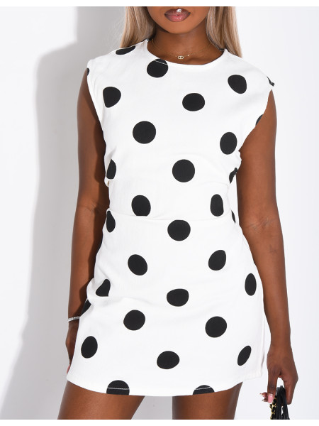 Robe courte à pois sans manche