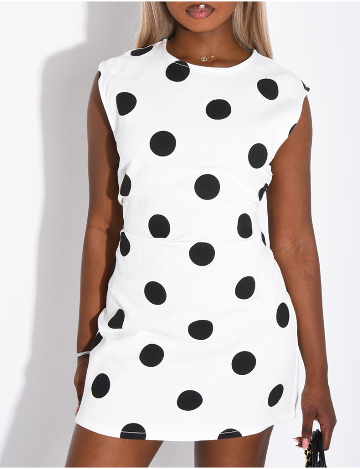 Robe courte à pois sans manche