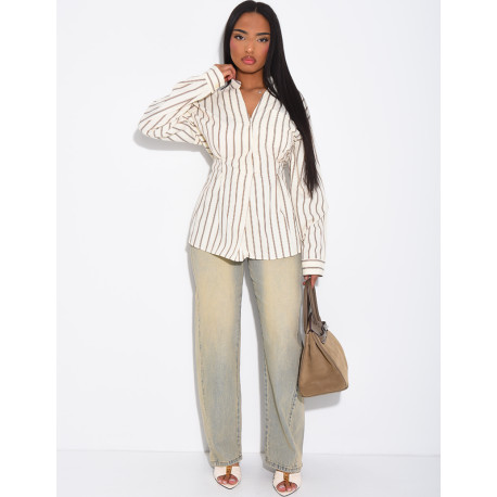 Chemise en coton rayé cintrée à nouer