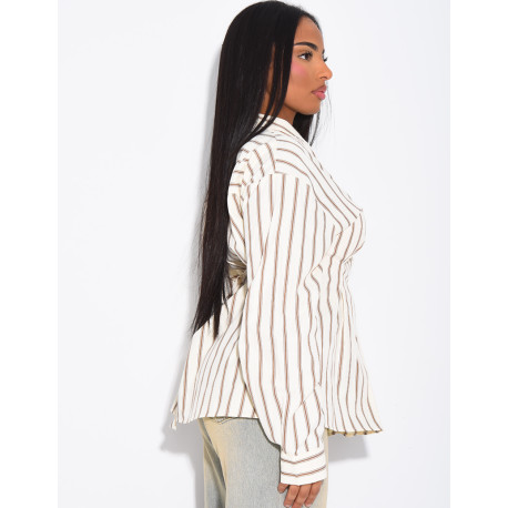 Chemise en coton rayé cintrée à nouer