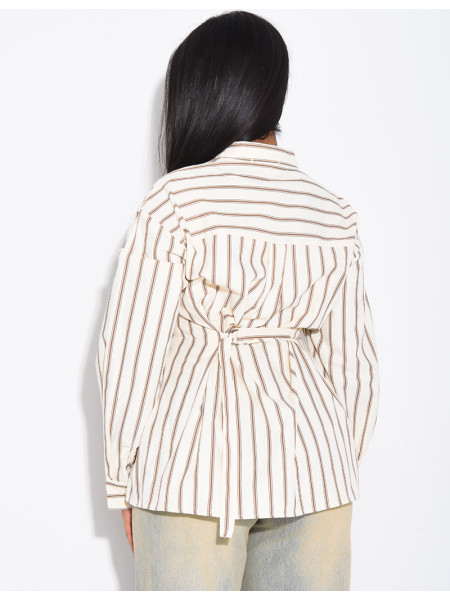 Chemise en coton rayé cintrée à nouer