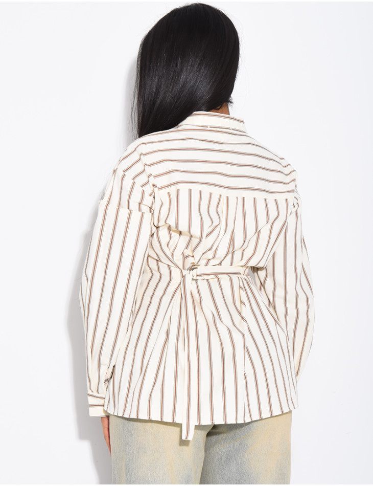 Chemise en coton rayé cintrée à nouer