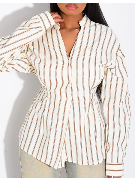 Chemise en coton rayé cintrée à nouer
