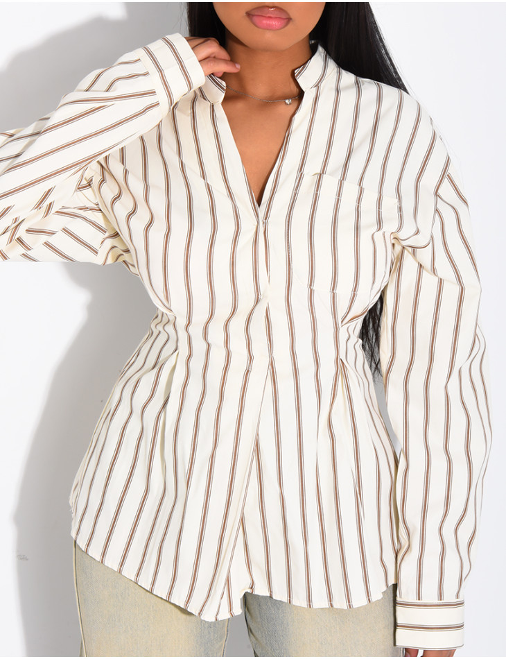 Chemise en coton rayé cintrée à nouer