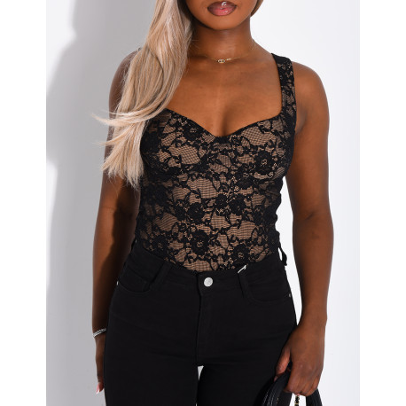 Body bustier en dentelle doublé