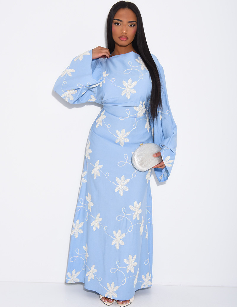 Robe longue effet lin à...