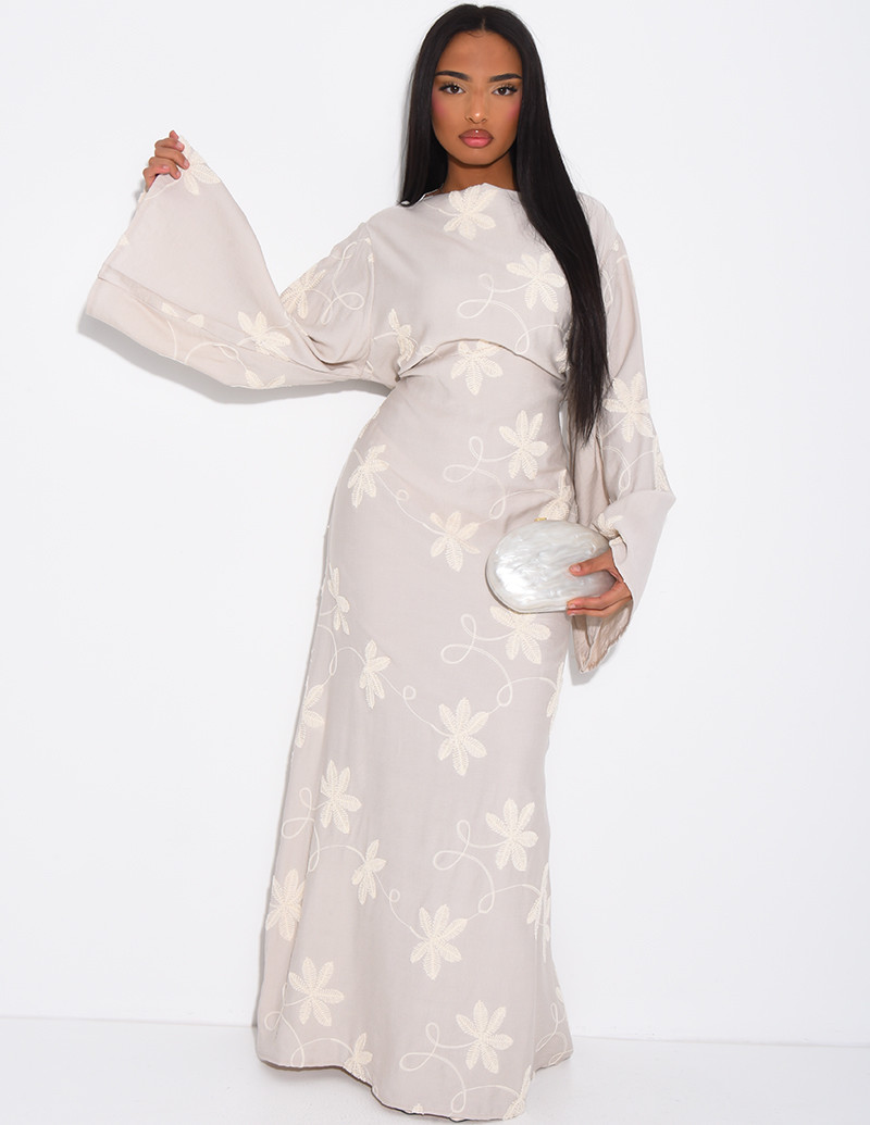 Robe longue effet lin à...