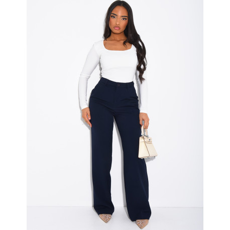Pantalon de tailleur coupe droite